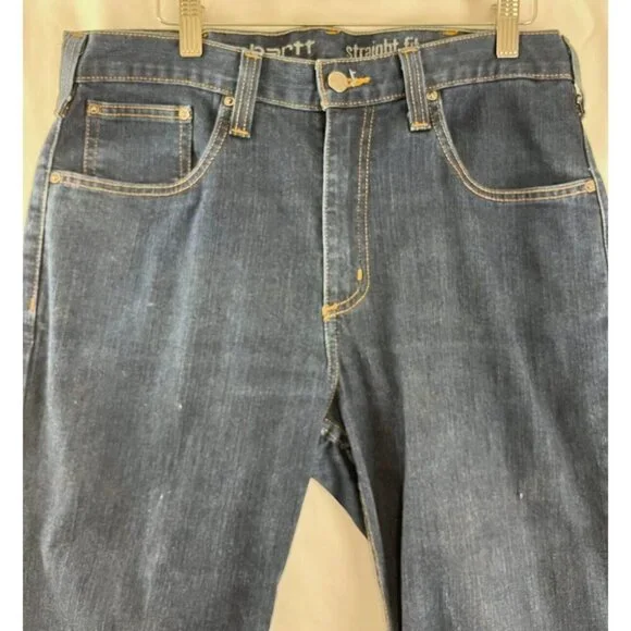 Carhartt Straight Fit Dark Denim Jeans Men's Size 32 X 34 Workwear